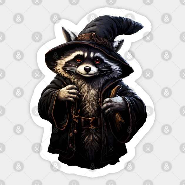 Wizard raccoon rpg character Sticker by beangeerie